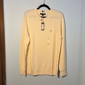Tommy Hilfiger Men's Cream Waffle-Knit Crewneck Sweater